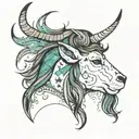 Capricorn constellation, bad girl side profile tattoo design idea