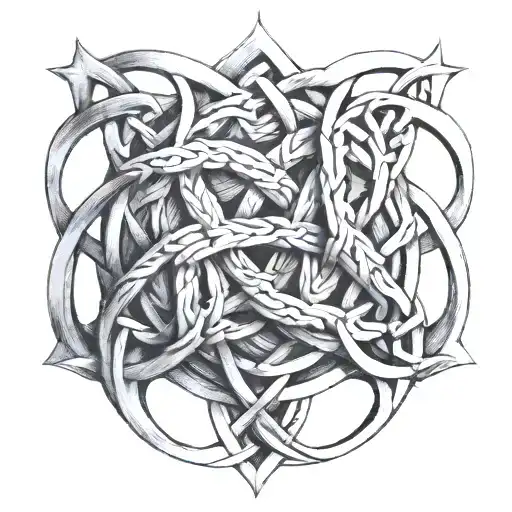 Celtic knot with three intersections, symbolizing the eternal connection and life cycle between 3 brothers tattoo design idea