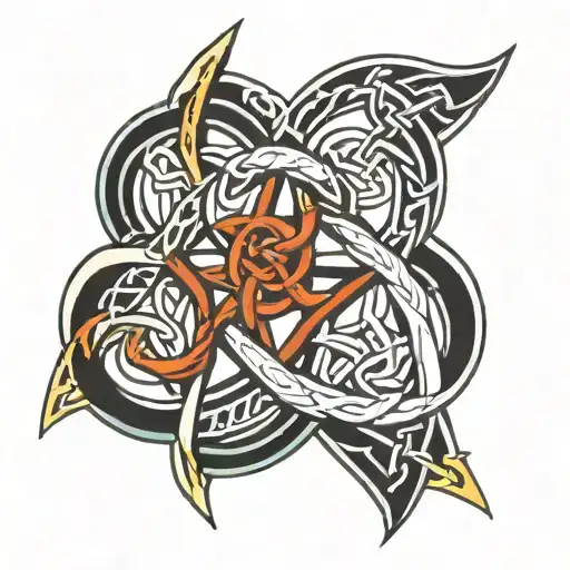 Celtic knot with three intersections, symbolizing the eternal connection and life cycle between siblings tattoo design idea