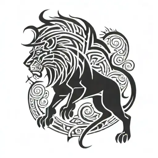 lightning lion maori tattoo design idea