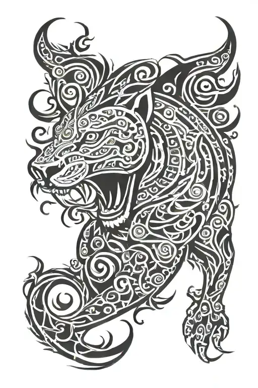 maori lion fire dolphin tattoo design idea