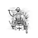 A tattoo design featuring a construction worker's tools with subtle BDSM undertones tattoo design idea