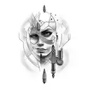 A tattoo design featuring a construction worker's tools with subtle BDSM undertones tattoo design idea