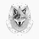 A tattoo featuring a wolf and lion intertwined in a BDSM-inspired design tattoo design idea