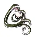 snake coiling from collar bone onto arm tattoo design idea