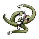 snake coiling from collar bone onto arm tattoo design idea