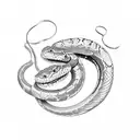 snake coiling from collar bone onto arm tattoo design idea