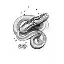 snake coiling from collar bone onto arm tattoo design idea