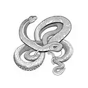 snake coiling from collar bone onto arm tattoo design idea