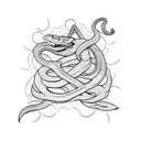 snake coiling from collar bone onto arm tattoo design idea