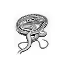 snake coiling from collar bone onto arm tattoo design idea