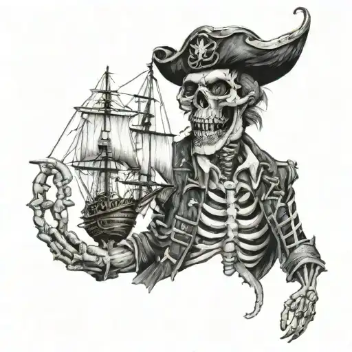 tattoo from shoulder to wrist skeleton pirate with lantern pirate ship megalodon tattoo design idea
