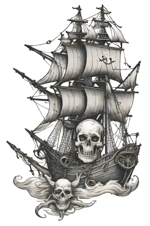 tattoo from shoulder to wrist skeleton pirate with lantern pirate ship megalodon tattoo design idea