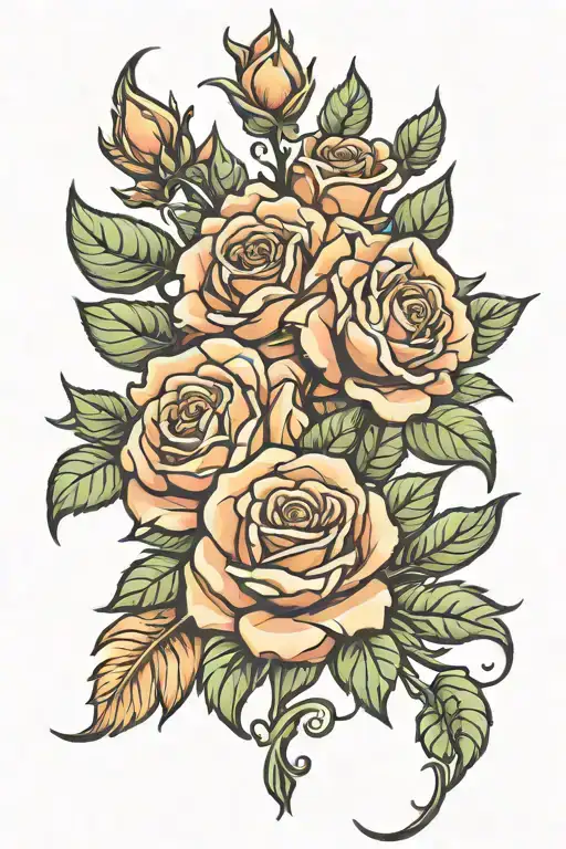 western roses tooling flower design tattoo design idea