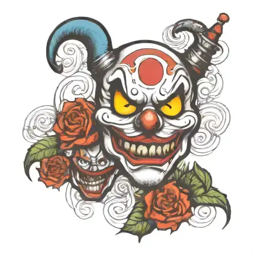 evil clown mask cry now smile later design inspired tattoo design idea