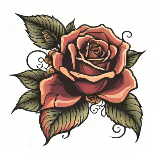 a rose with the name Andrea rip love forever tattoo design idea