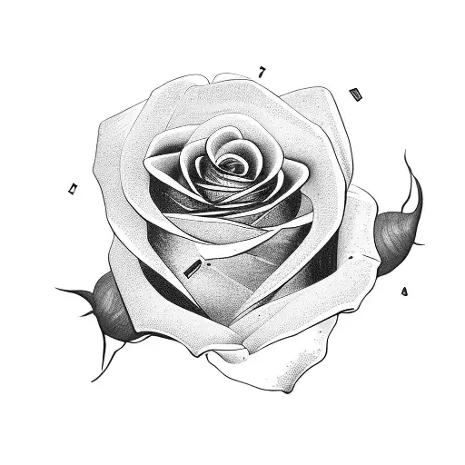  Long Stemmed black Rose, Music, Coins tattoo design idea