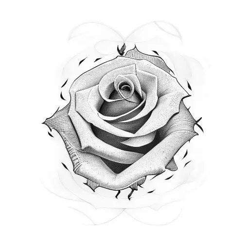  long stemmed black Rose, music, coin tattoo design idea