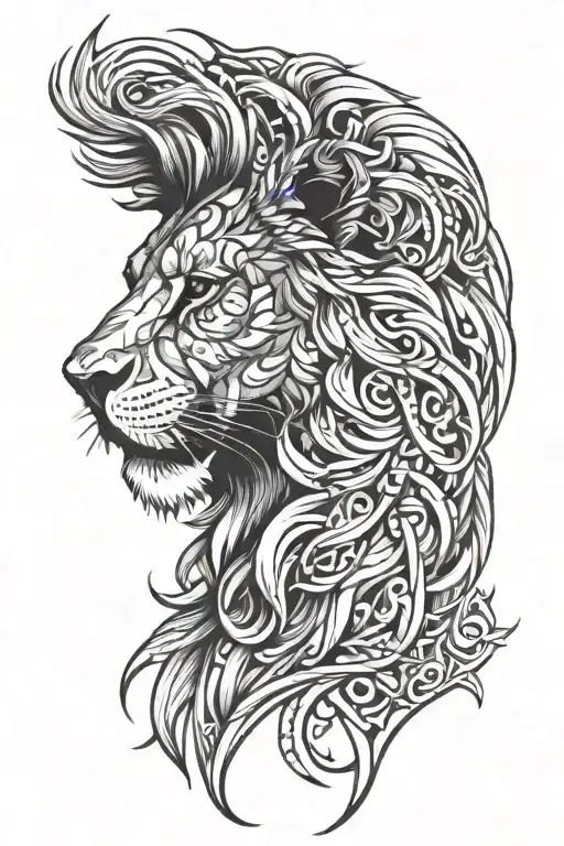 lion face sideways tattoo design idea