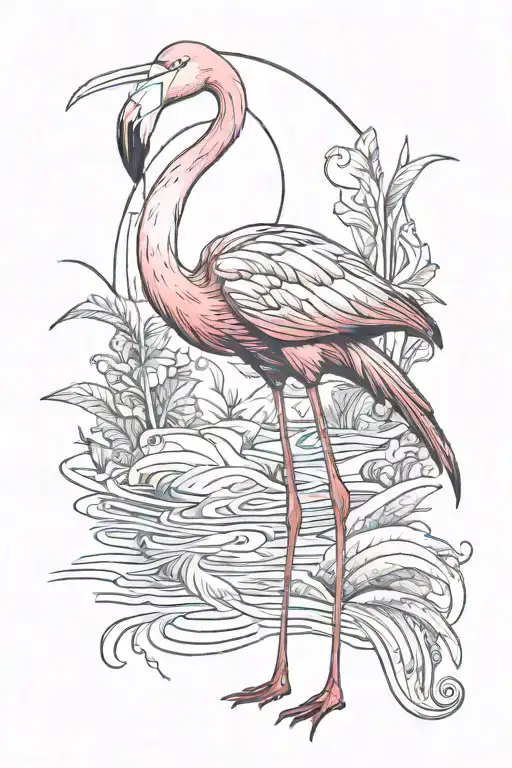 Flamingo standing tattoo design idea