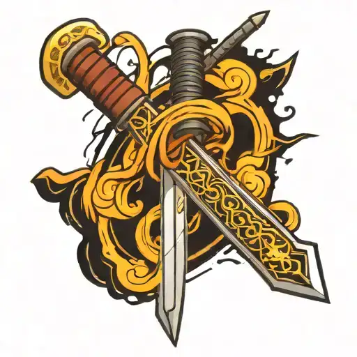 Katana sword with AR making cross  tattoo design idea