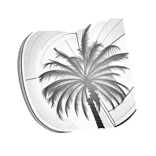 palm tree growing out of an open book tattoo design idea