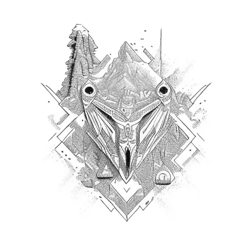 mountain and family trip tattoo design idea