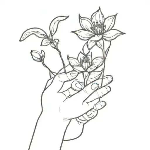 A pair of hands holding a burning candle and a blooming flower  tattoo design idea