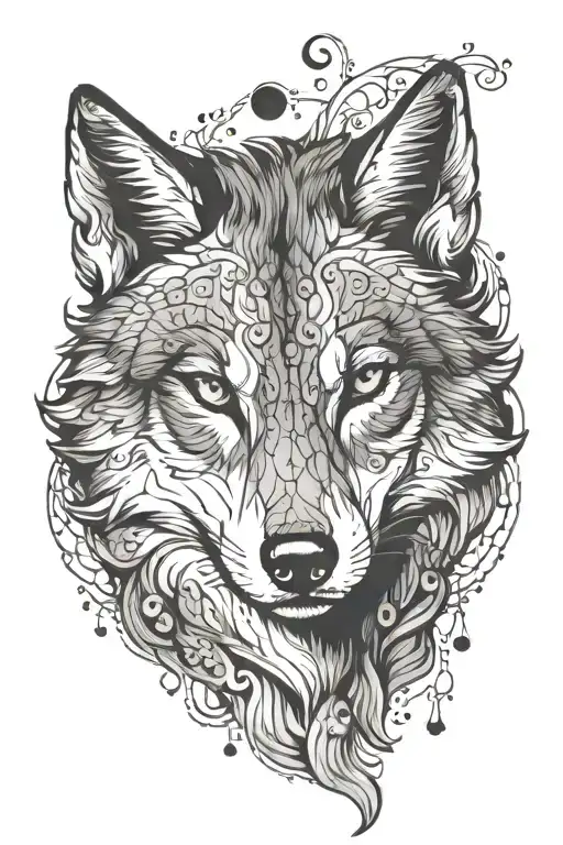 feminine  she wolf split face tattoo tattoo design idea