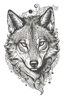 feminine  she wolf split face tattoo tattoo design idea