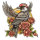 rip biker dad for daughter with mockingbird  tattoo design idea