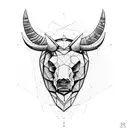 half bull head half bear head split down the middle tattoo design idea