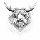 half bull head half bear head split down the middle tattoo design idea