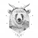 bear fighting a bull tattoo design idea