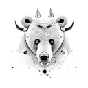 bear fighting a bull tattoo design idea