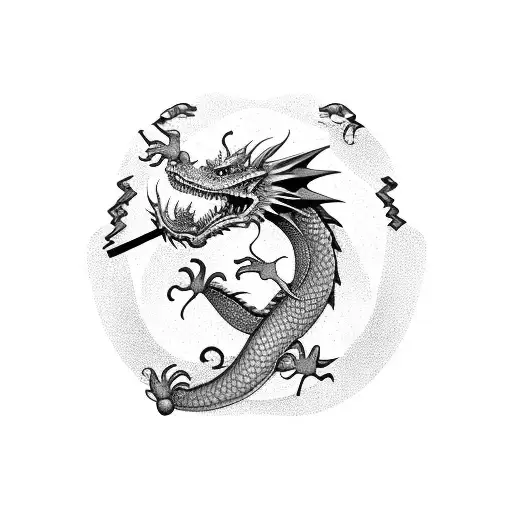 a dragon with smoking area tattoo design idea