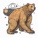 A bear looking at the big dipper constellation tattoo design idea