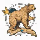 A bear looking at the big dipper constellation tattoo design idea