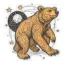A bear looking at the big dipper constellation tattoo design idea