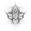 Lotus Flower, moon, fire, water, earth, air, good luck, all in a vertical series as mentioned tattoo design idea