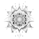 Lotus Flower, moon, fire, water, earth, air, good luck, all in a vertical series as mentioned tattoo design idea