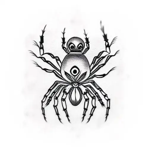 Spider with 8 hearts tattoo design idea
