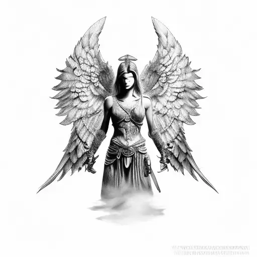 Warrior angel tattoo design idea