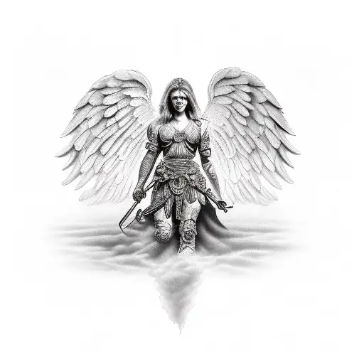 Realism Warrior Angel Of Heaven Tattoo Idea - BlackInk AI