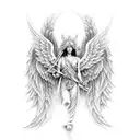 Warrior angel tattoo design idea