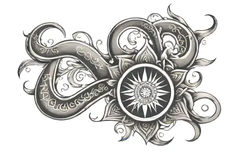 arm band tattoo design combining shiva mantra written in Sanskrit tattoo design idea