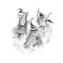 dancing witches tattoo design idea