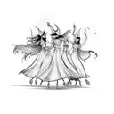 dancing witches tattoo design idea