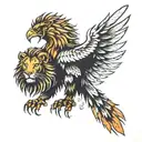 a tattoo with the wings of a phoenix roaring with a lion and a bear tattoo design idea