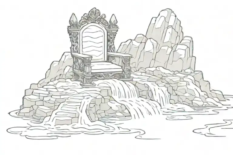 throne with river flowing tattoo design idea